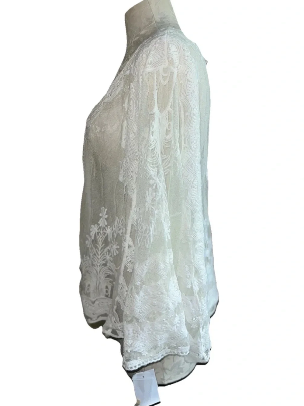 Chris McLaughlin NWT White Sheer Lace Embroidered Shrug Cardigan 3X - Picture 13 of 16